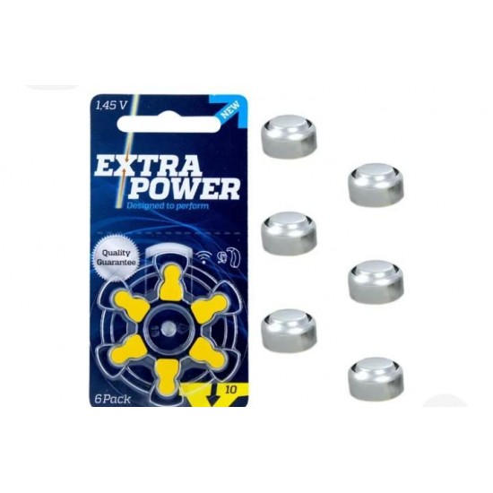 PILHA AUDITIVA 10 EXTRA POWER - 1 CARTELA COM 6 BATERIAS