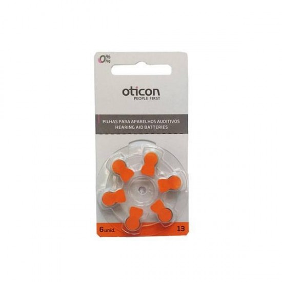 PILHA AUDITIVA Nº 13 OTICON - 1 CARTELA COM 6 BATERIAS