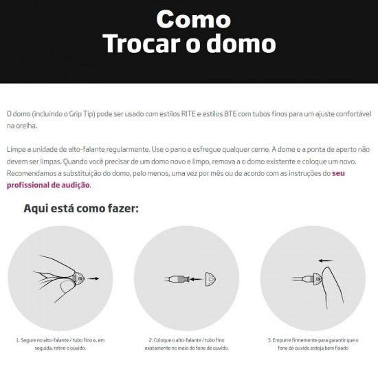 Domo Oliva Dupla Ventilação Bass 8mm Oticon Borrachinhas
